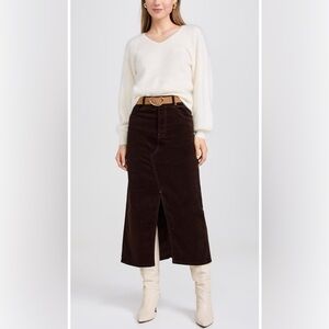 Frame Corduroy Midaxi Skirt In Espresso Size 28
